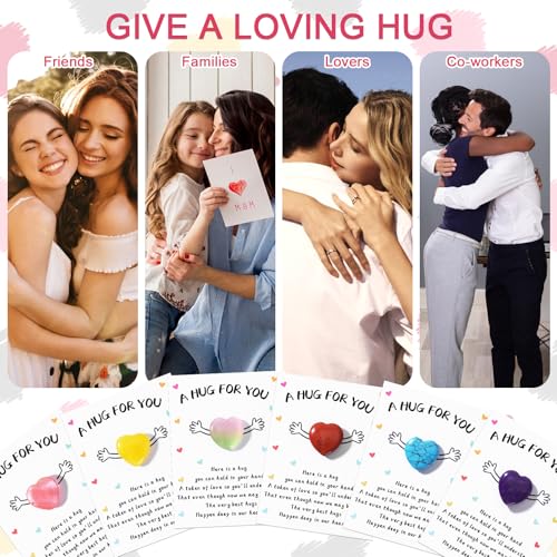 Pocket Hug Bulk with Little Heart Worry Stones and Gift Cards, Pocket Hug Token Keepsake for Friends, Colleagues, Funeral, Celebration of Life, Encouragement Party Favors (24 Sets) - color: 24 Sets