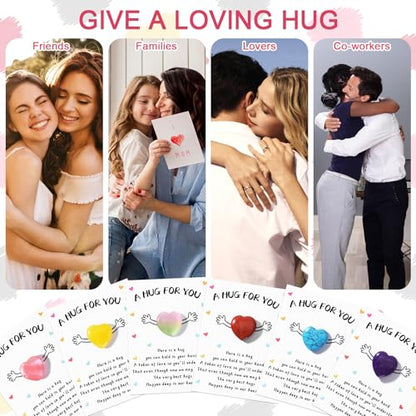 Pocket Hug Bulk with Little Heart Worry Stones and Gift Cards, Pocket Hug Token Keepsake for Friends, Colleagues, Funeral, Celebration of Life, Encouragement Party Favors (24 Sets) - color: 24 Sets