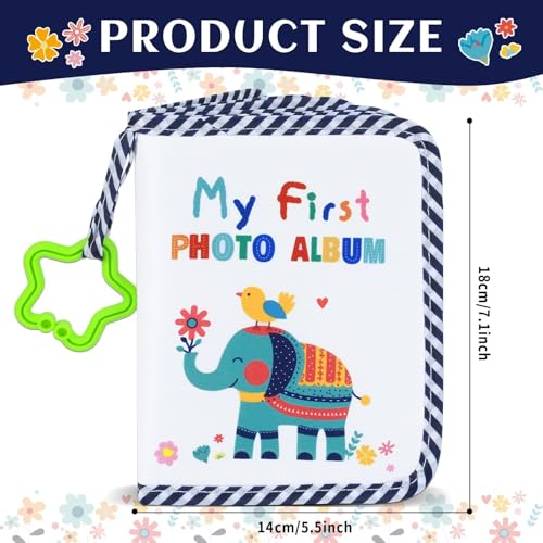 Baby's My First Family Album Soft Photo Cloth Book Elephant My First Book of Photos Baby Memory Album Gift Holds 4x6 Pictures for Babies Newborn Toddler & Kids Baby Shower - style: Elephant