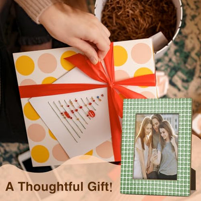 Green Checkered Picture Frame, Birthday Gifts for Sisters Girl Mom Friends Women, Wooden Picture Frame Fits 4x6 Inch Photo, Home Office Desktop Nightstand Display -073 - color: Green Checkered