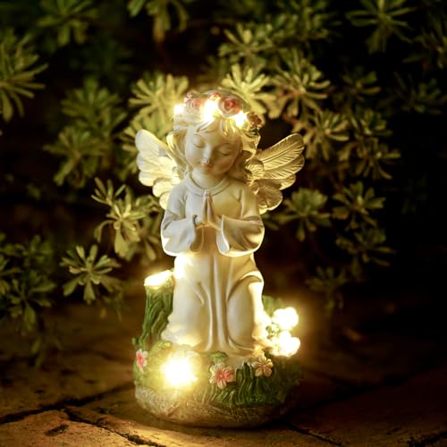 Pohabery Angel Garden Decor Statue Solar Angel Decorations for Yard Outdoor Decorations for Patio Gift for Mom - color: Angel