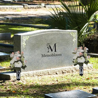 Artificial Flowers for Cemetery Grave: with Vases, White, 2 Pcs - color: White