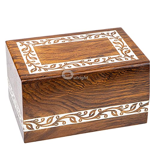 Rosewood Cremation Urn for Human Ashes - Handmade Border Engraved Wooden Burial Urns Hand-Crafted - Funeral Cremation Urn for Ashes (White, XS (5x3x2) 14Cu/in) - color: White, size: XS (5x3x2") 14Cu/In
