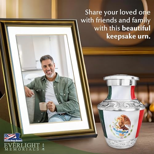Mexican Flag Keepsake Cremation Urn for Human Ashes – Urna para Cenizas – Tribute to Mexican Pride (Orgullo) – Small Sharing Memorial for Men or Women - size: Small Keepsake