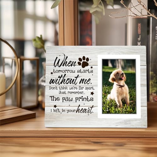 Pet Memory Picture Frame - Dog & Cat Memorial Photo Frame 4x6, Dog Picture Frames for Loved Ones Lost