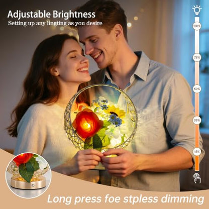 Birthday Gifts for Women Rose Hydrangea Sunflowers Flower Lamp - color: White