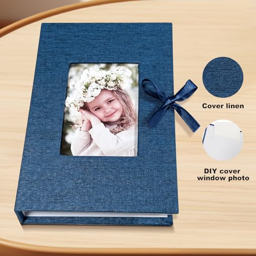 Photo Album 4x6 100 Pockets, Slip-in Picture Albums, Linen Cover Top Loader Vertical Pockets Albums for Baby, Kids Boy Girls, Wedding, Family, Anniversary, Blue - color: Blue, size: 100 Pockets white Bandage