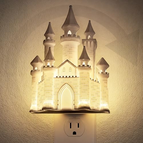 JandCase Night Lights Plug into Wall, 3D Printed Castle Night Light - color: Castle-3000K, size: 1 Pack