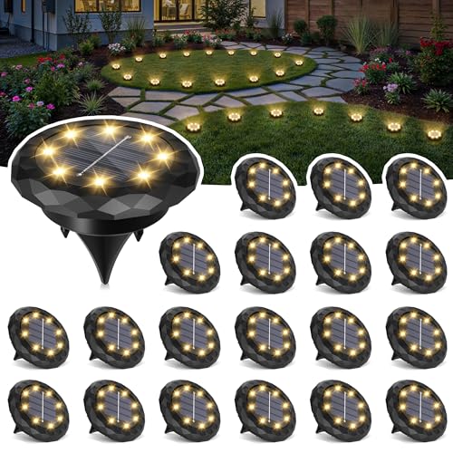 SOLPEX 20 Pack Small Solar Ground Lights, Driveway Lights Warm White - color: Warm White, size: 20 Pack