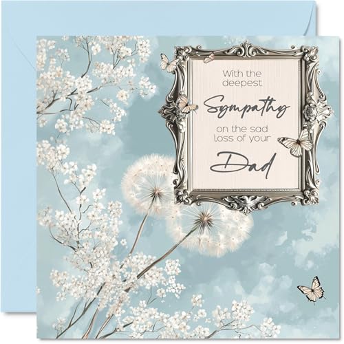 Stuff4 Sympathy Cards, Deepest Sympathy Sad Loss Of Your Dad Card | Sorry Mourning Bereavement Cards for Adults, 5.7 x 5.7 Inch Condolences Thinking of You Card - color: Dad