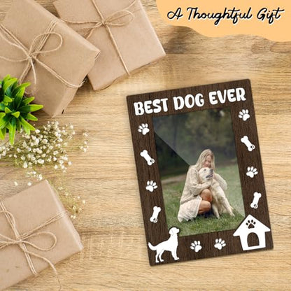 Best Dog Ever Picture Frame, Dog Memorial Photo Frame for Pet Lovers Friends, New Puppy Gifts 4x6 Wood Photo Frame, Home Bedroom Office Shelf Table Decor -025 - style: Best Dog Ever