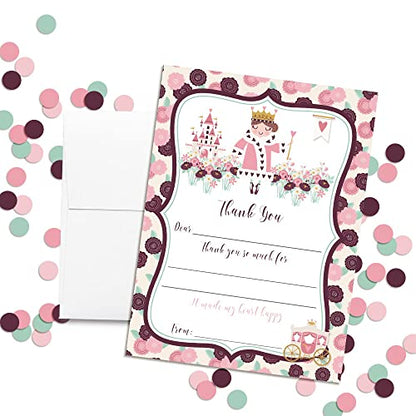 Amanda Creation Queen of Hearts Royalty Themed Birthday Party Thank You Notes, Ten 4" x 5.5" Fill-In the Blank Cards with 10 White Envelopes - style: Queen of Hearts Royalty