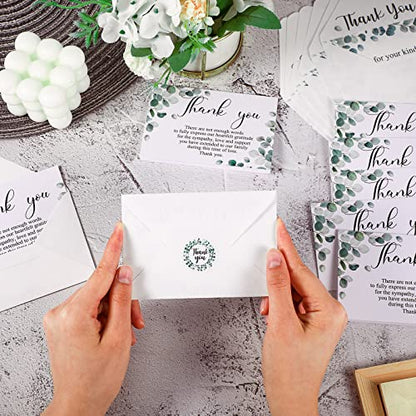 Marspark 25 Pack Sympathy Thank You Cards for Funeral with Envelopes Sticker and Message Memorial Bereavement Postcards for Loved Ones Family Friends Celebration of Life(Leaves) - style: Leaves