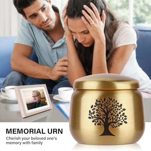 Small Keepsake Urns for Human Ashes Set of 4,Mini Urns for Ashes Made of Brass with Tree of Life Pattern Engraved,Small Cremation Keepsakes for Pet Ashes - size: 1.6''x1.5'',4pcs