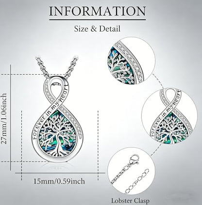 Aniu Sterling Silver Urn Necklace for Ashes Tree of Life Cremation Jewelry Cremation Jewelry for Human Pet Ashes Keepsake Memorial Ash Pendant for Women | 925 Silver Urn Necklace Ash Necklace for Human Ashes,20+2'' Chain Box Memorial Pendant Jewelry Gift