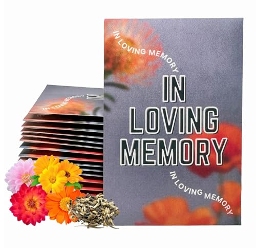 Wildflower Seed Packets in Loving Memory (Pack of 30) Funeral Gift Sympathy Remembrance Memorial Service Forget Me Not (Black/Orange) - color: Black/Orange
