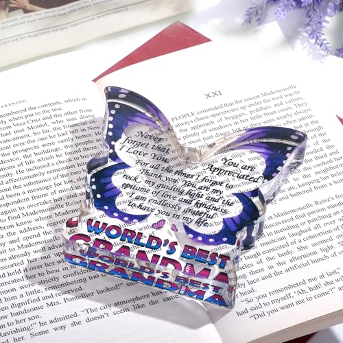 Grandma Birthday Gifts, Grandmother Gifts from Granddaughter Grandson, Unique Gift Ideas for First Time New Grandma Nana Gigi, Butterfly Acrylic Decorative Signs Plaques - style: Grandma