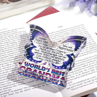 Grandma Birthday Gifts, Grandmother Gifts from Granddaughter Grandson, Unique Gift Ideas for First Time New Grandma Nana Gigi, Butterfly Acrylic Decorative Signs Plaques - style: Grandma