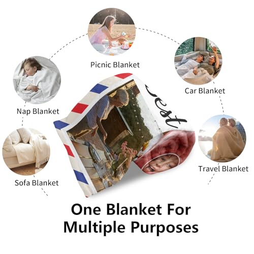 Ships Next Day, Custom Blanket with Photos Text - HD-Printing in USA, Personalized Picture Blanket Customized Flannel Blankets Christmas Birthday Gifts for Mom Dad Couple Kids Girlfriend Boyfriend - color: 3 Photos, size: 60'' x 80''