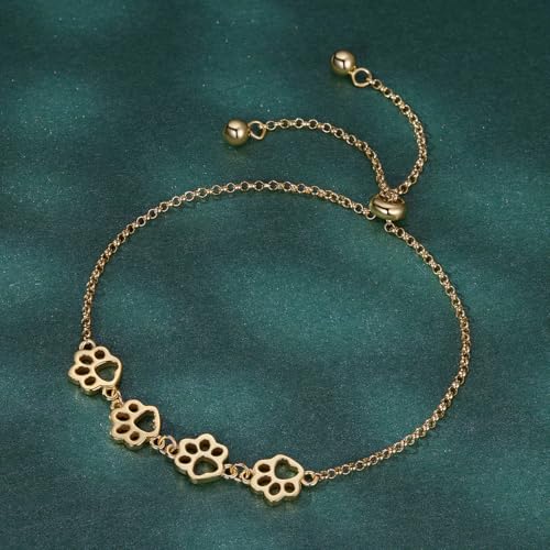 Silver Adjustable Bracelets 925 Sterling Silver Link Bracelets for Women Anniversary Birthday Christmas Jewelry for Women - color: Gold Cat