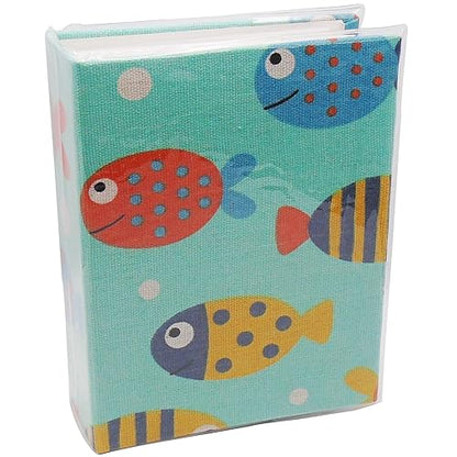 Small Photo Album for Kids, 100 Pockets 4x6 Bookshelf Baby Picture Album, Slip-in Linen Cover Photo Book for Family(Fish) - color: Fish