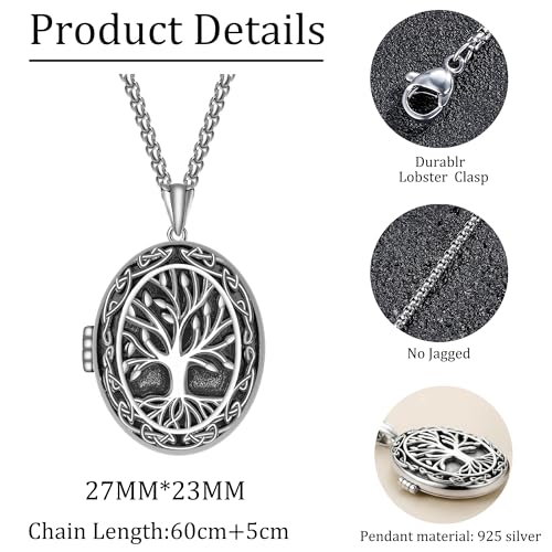 925 Sterling Silver Pictures Locket Necklace for Women Men - color: Black plated 9