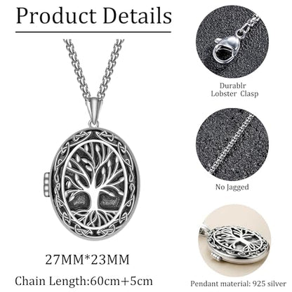 925 Sterling Silver Pictures Locket Necklace for Women Men - color: Black plated 9