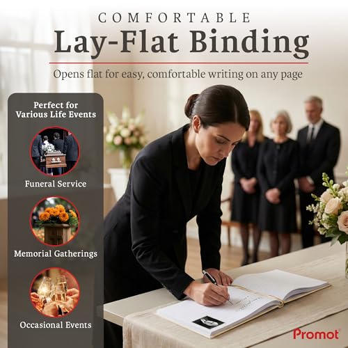 Promot Funeral Guestbook - Guestbook for Funeral Celebration (Gold) - color: Gold