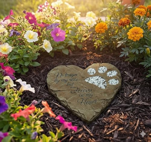 Carson Heart-Shaped Pet Memorial Garden Stone – Forever in My Heart - color: White
