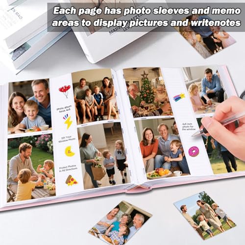 Photo Album 4x6 Vertical 600 Photos with Writing Space, Pink - color: Pink