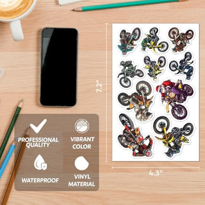 Motocross Dirt Bike Rider Stickers Pack of 50Pcs Vinyl Decals for Water Bottles Laptop Luggage Helmet Notebook Skateboard Phone Teens Boys Adults Cool Aesthetic - color: Motocross