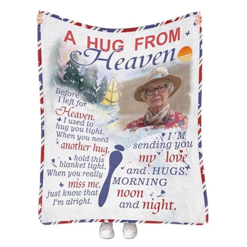 Artsadd Custom Memorial Blankets for Loss of Loved One - A Hug from Heanven Sympathy Blanket Loss of Dad Mom Husband Wife Friend in Loving Memory Blanket Personalized - Remembrance Blankets - color: A-4
