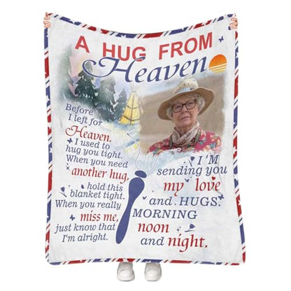 Artsadd Custom Memorial Blankets for Loss of Loved One - A Hug from Heanven Sympathy Blanket Loss of Dad Mom Husband Wife Friend in Loving Memory Blanket Personalized - Remembrance Blankets - color: A-4