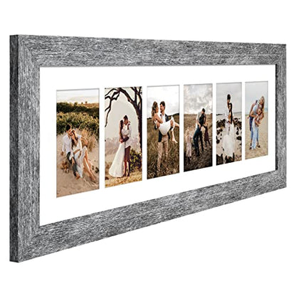 8x26 Collage Frame, 6 Open 4x6 Photo Frame Collage for Wall - color: Grey, size: 8x26 - (6 open4x6）