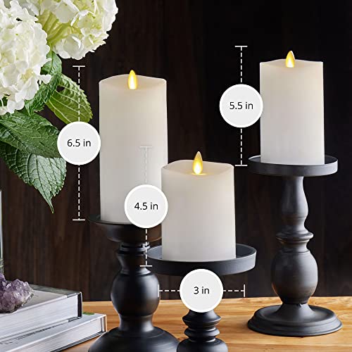 Luminara Realistic Flameless LED Candle White Set of 3, Battery Operated with Remote Control, Moving Flame Pillar Timer Funtion Melted Top Safe - color: White