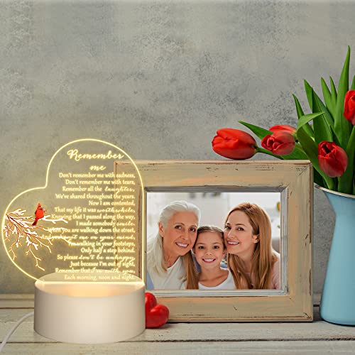 Coume Memorial Night Light, Acrylic Heart, Red Cardinal Bird Style | Sympathy Condolence Gift for Loss of Loved One, Remembrance Bereavement Decor, Heart LED Sign with Cardinal - style: Red Cardinal Bird Style