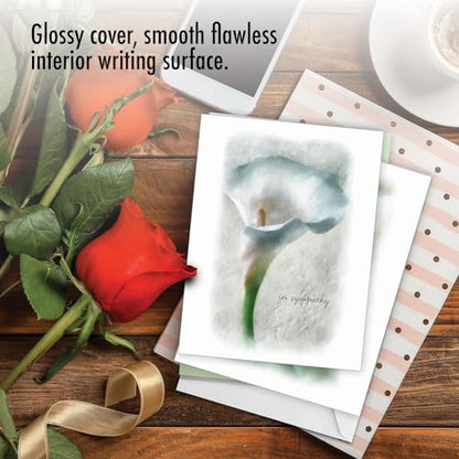 The Best Card Company - 10 Blank Sympathy Note Cards (4 x 5.12 Inch) - Assorted Flowers, Funeral, Sorry Condolence - Blooming Memories M6598SRB - style: Blooming Memories - Blank