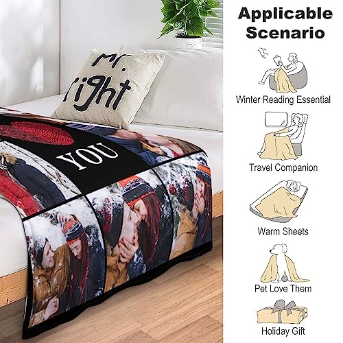 Artsadd I Love You Couples Custom Blanket with Photo Text - Personalized Picture Gifts for Boyfriend Girlfriend Wife Husband - Birthday Valentine Anniversary Wedding for Him Her Women Men -S - color: 1-dad-07