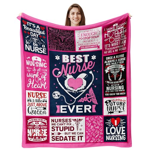 Nurse Gifts Throw Blanket for Women 60"x50", RN Nurse Appreciation Gifts, Birthday Christmas Graduation Retirement Nurses Week Gifts - color: Pink Nurse
