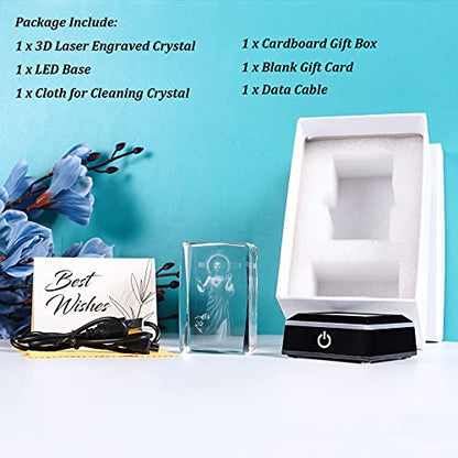 Movdyka 3D Crystal Cross Jesus Missionary Figurine with Colorful Light Base | Religious Gifts for Women Men Christian Laser Engrave Inspirational Gifts for Friends Faith on Birthday Unique - color: jesus on cross