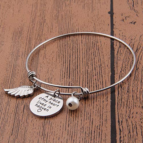 Memorial Jewelry Sympathy Gift A Piece of My Heart Lives In Heaven Lariat Y Necklace Loss Jewelry Gift - color: a piece bracelet