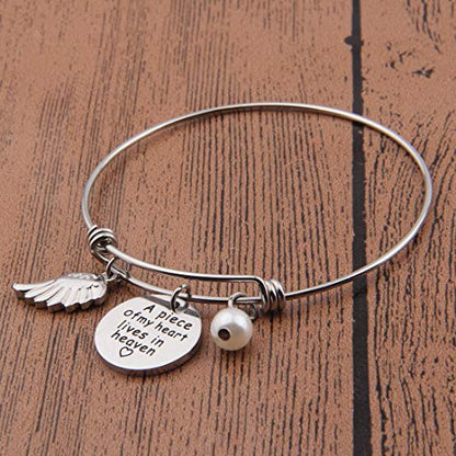 Memorial Jewelry Sympathy Gift A Piece of My Heart Lives In Heaven Lariat Y Necklace Loss Jewelry Gift - color: a piece bracelet