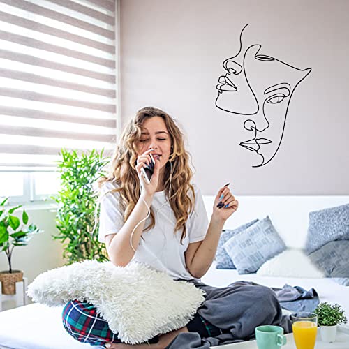 SUPERDANT Figure PVC Wall Sticker Line Abstract Woman Face Line Wall Decals Lovers DIY Vinyl Wallpaper Art for Living Room Bedroom Bathroom Home Decoration Artistic Creation Gifts Black 21x14in - style: Figure