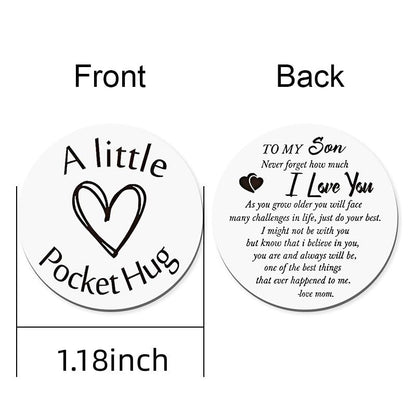 ShiQiao Spl To My Son Gifts from Mom Never Forget How Much I Love You Keychain for Son Birthday Christmas Gifts Pocket Hug Keychain Token for Son Motivational Inspirational Gifts with Leather Case - color: To My Son