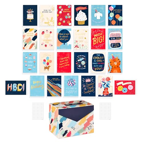 American Greetings 25-Count Birthday Card Assortment with Envelopes, Seals, and Storage Box (Wish Big) - color: 25-Count Birthday Card Assortment (Wish Big), size: 4.625 inches x 6.75 inches