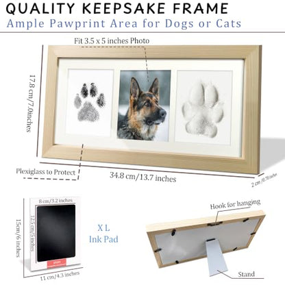 MYPAWLETS Dogs Cats Paw Print Kit,Ink&Clay Pawprints Keepsake Frame (Wood) - color: Wood-colored
