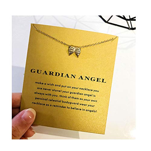 Baydurcan Friendship Anchor Compass Necklace Good Luck Elephant Pendant Chain Necklace with Message Card Gift Card - style: Angle wing