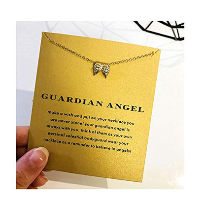 Baydurcan Friendship Anchor Compass Necklace Good Luck Elephant Pendant Chain Necklace with Message Card Gift Card - style: Angle wing