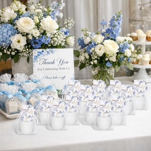 Ctosree 50 Sets Something Blue Bridal Shower Favors Let Love Grow Seed Packets Wedding Party Supplies Include Seed Packets Flowerpot Cards and Organza Bags Something Blue Bridal Shower Party Supplies - color: Something Blue Theme