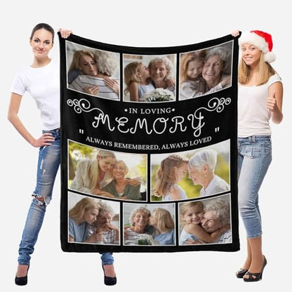 LOSARON Personalized Memorial Blanket with Photos for Loss of Loved Dad Mom Son Daughter Pet Bereavement Sympathy Gifts to Your Loved One's Memory - color: 8 Photo Collage-1